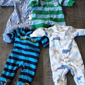 Carter's Blue and Green Striped Footie Pajamas
